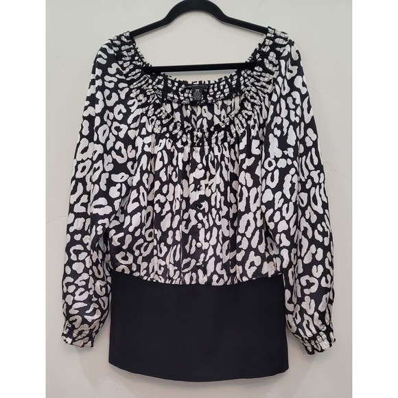 INC Int'l Concepts Silk Snake Skin Print Black White Long Sleeve Blouse Sz.18W - Picture 7 of 9